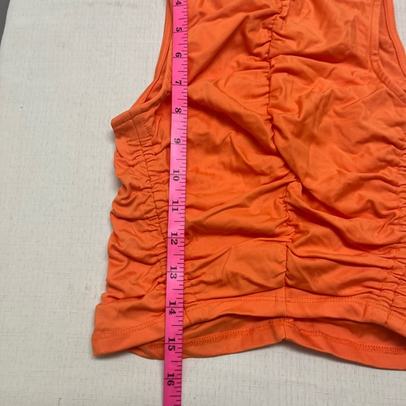 NWT Forever 21 juniors S orange ruched tank top - Picture 3 of 8